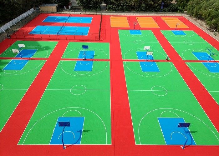 Antifraying Outside Basketball Court Flooring , No Protruding Angle Removable Flooring